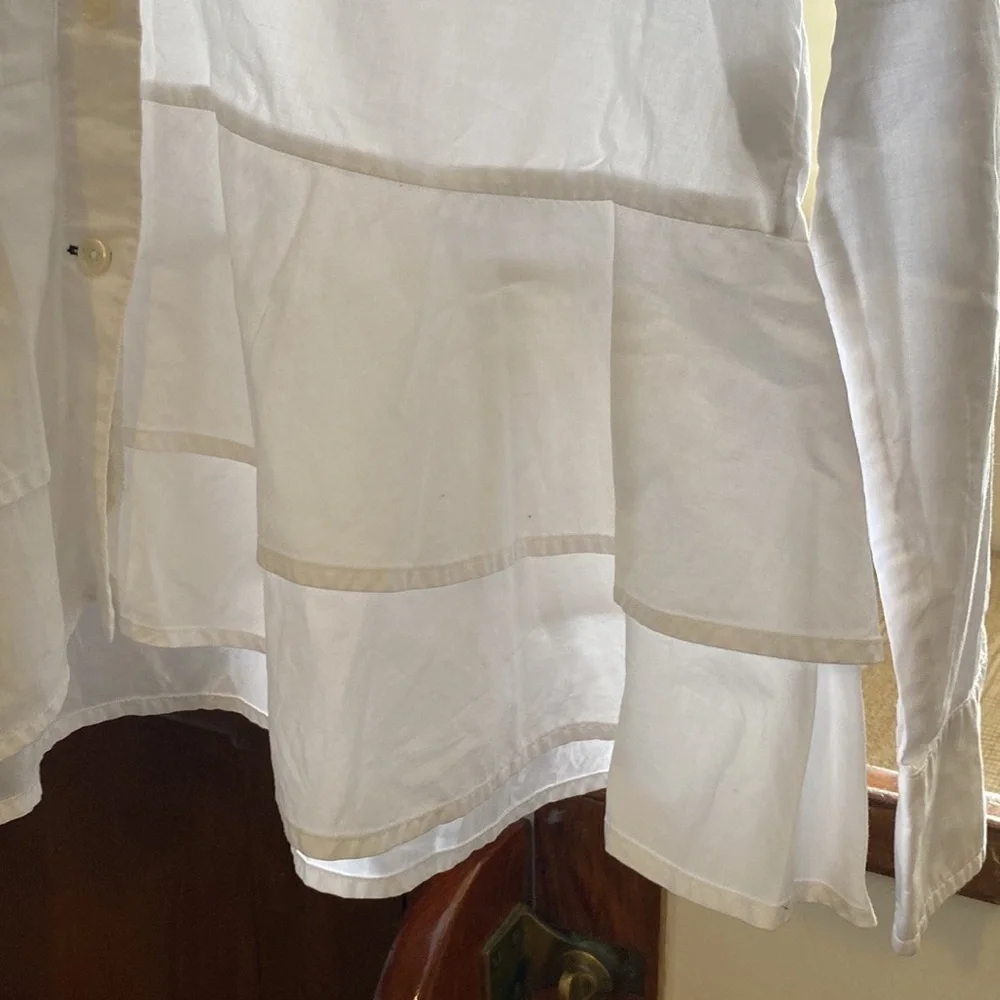 Kate Spade XS Broom street flared button down collared white shirt